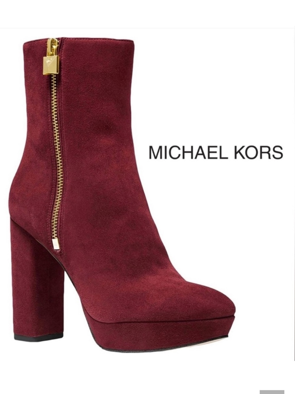 Michael Kors Burgundy Suede Platform Booties